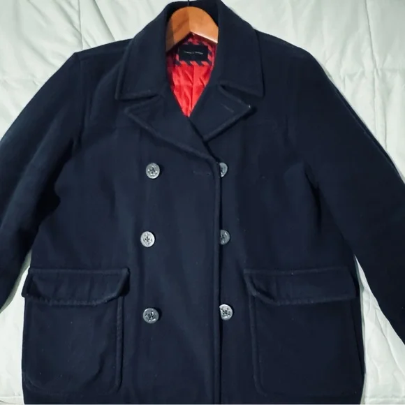 XL Tommy Hilfiger Navy Pea Coat - Picture 1 of 13